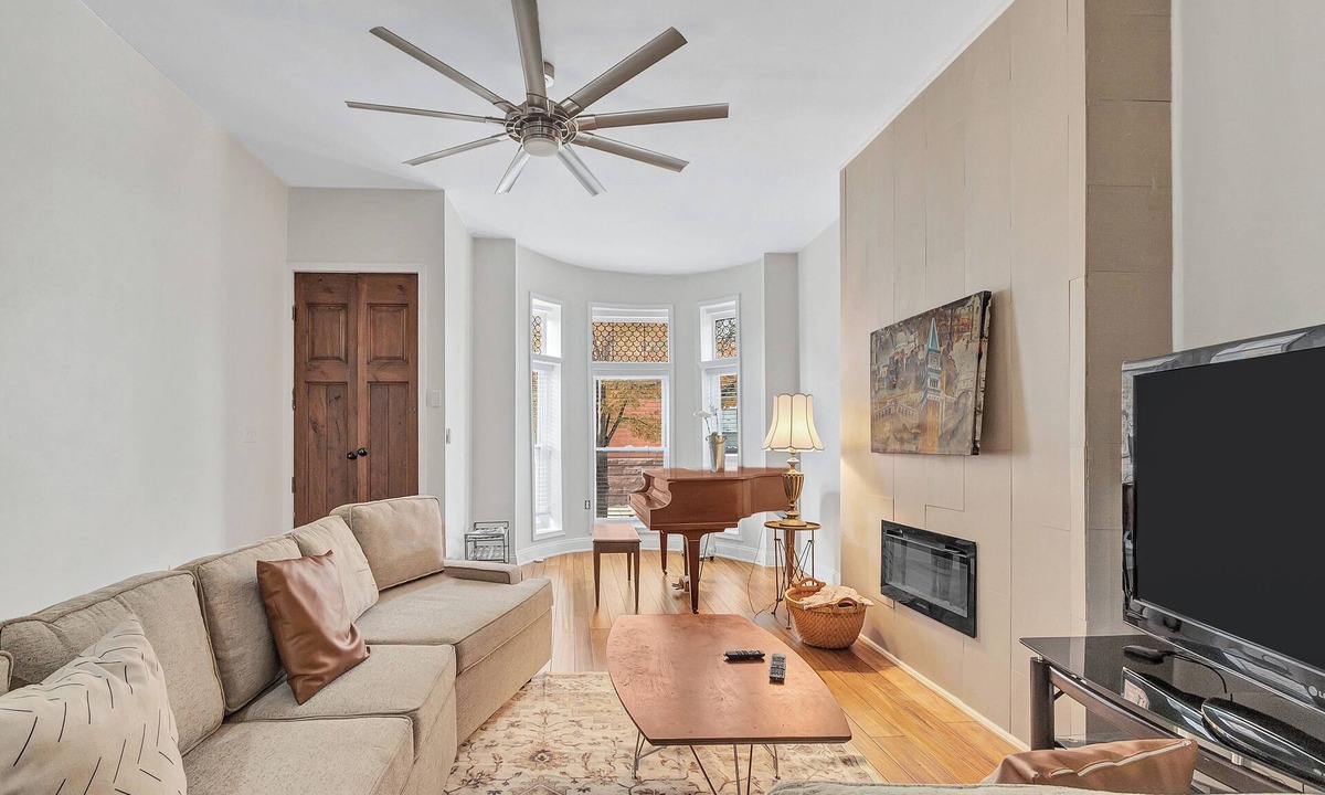 Old Goucher House | Elegant 3 bedroom Row Home Beside the Park High Ceilings, Natural Light & Views.