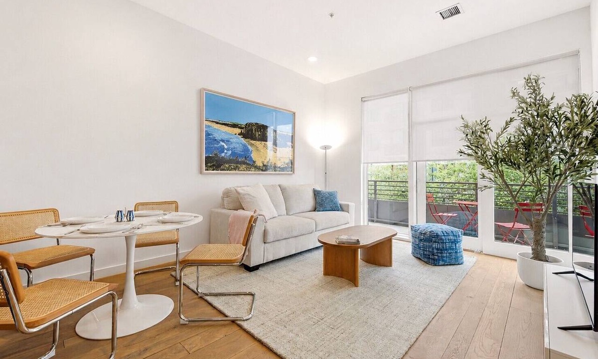 Hoboken Apartment | Hoboken Furnished Housing – Modern 1BR with Balcony, Elevator, W/D, Mins to NYC