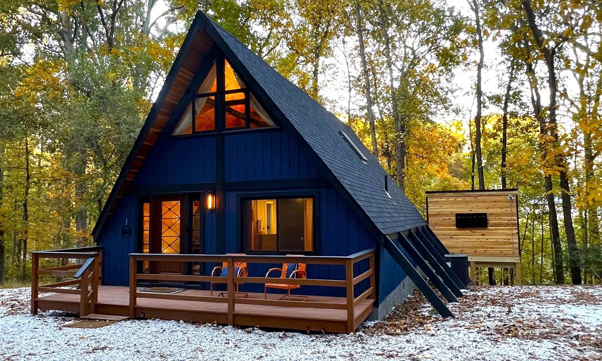 Carrolltowne Cabin | Renovated 1973 Aframe with Hot Tub