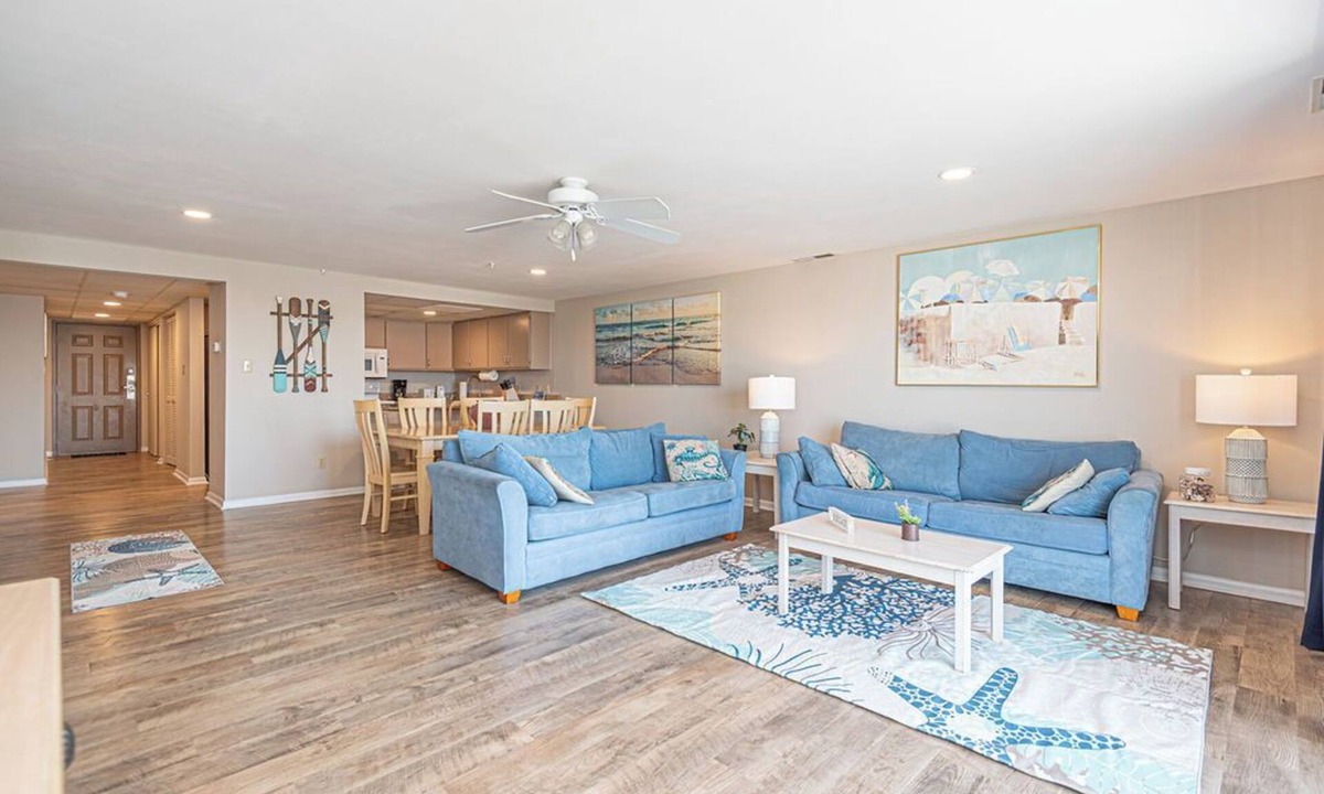 North Ocean City Condo | Stylish, spacious 2 bedroom condo with free WiFi, an indoor pool, and HBO channels located uptown near mini golf and movie theater and only a block to the beach!