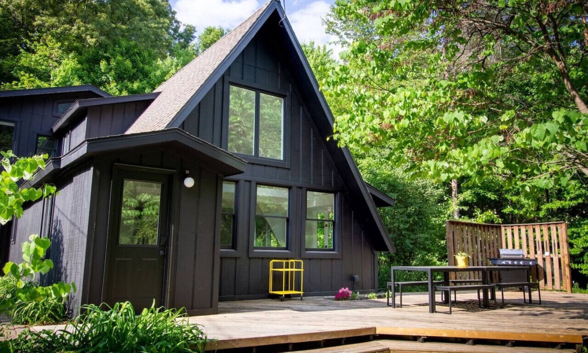 Lowell House | The Love Inn A-Frame Cabin in the woods with pool & firepit that sleeps 19 in Ada, MI