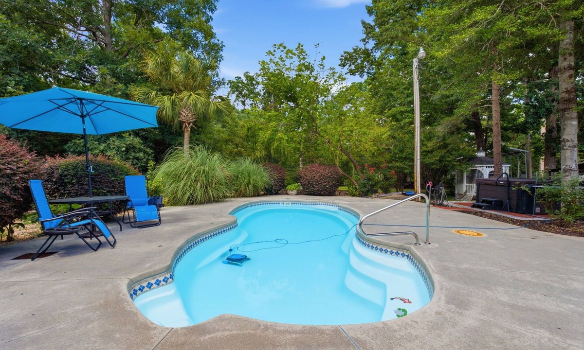 Irmo Cottage | Wooded Private Oasis/Pool/Hot Tub/Pickleball Courts/Hobby Farm/Gym/Pond
