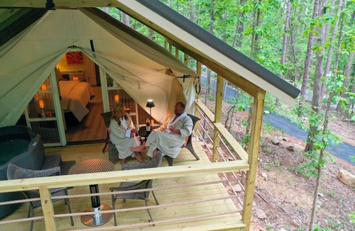 Groveoak RV Rental | #11 Love Shack Luxury Glamping Tent Lovers Theme