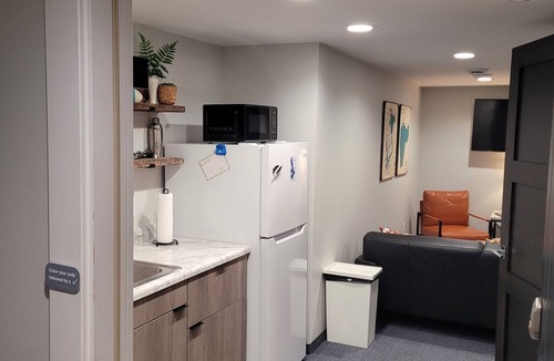 Arnolds Park Apartment | 2 bedrooms with queen beds. This suite is on the 2nd floor and does require a guest to use steps.