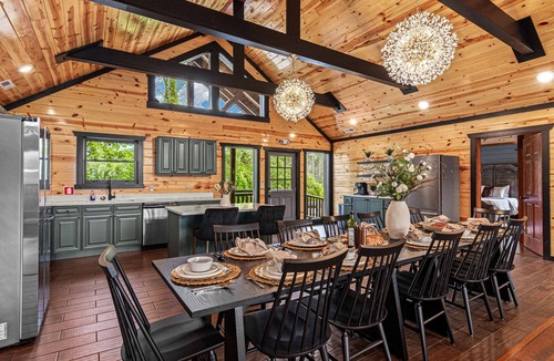 Caton Cabin | 2 Bowling Lanes | 8BR Smoky Mtn Lodge | Hot Tub + 85° Pool + Arcade | Sleeps 22