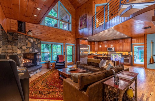 Sugar Grove Cabin | A River Mist Too - Riverfront luxury with 2 firepits, Hot Tub, Pool Table, outdoor surround sound!