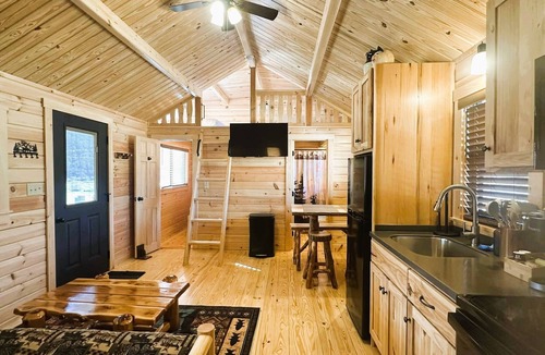Newland Cabin | Brand New Tiny Home Cabin #1 w/full kitchen, bathroom, 3 bedrooms, wifi, 2 TV