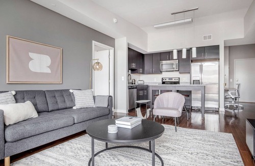 Woodmont Triangle Apartment | Delightful Bethesda Bainbridge 2BR w/Rooftop Pool & W/D, nr Dining, by Blueground