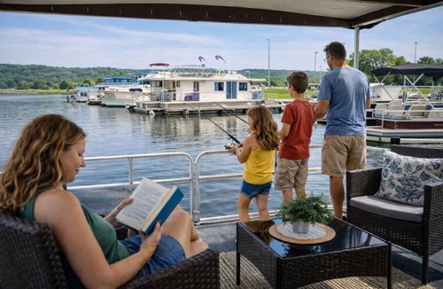 Sabula Boat Rental | "Driftwood" Cozy Houseboat on the Water for 2