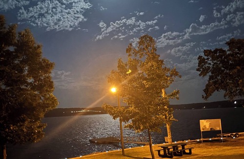 Cleora Cabin | Log Cabin with a waterfront view. Access to boat ramp and swimming dock!