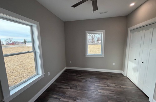 Exline House | Newly built, peaceful 3-bedroom house in quaint Exline, IA with AC comfort