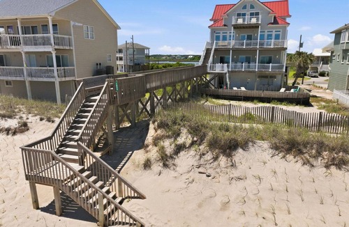 North Topsail Beach House | Oceanfront home with volleyball, game room, pool, beach access & washer/dryer