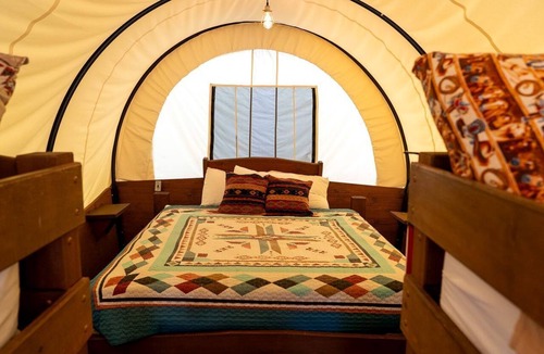 South Oklahoma City House | Perfect Glamping Vacations in this Rustic Conestoga Covered Wagon Rental in Oklahoma