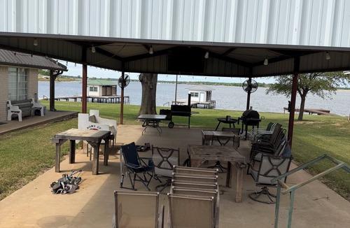 Cotton Gin House | Prime lakefront location with private covered pavilion.