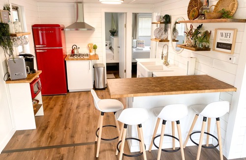 East Dubuque Apartment | Retro floating cabin on river backwaters. HOT TUB!