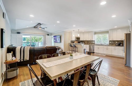 Harbor House House | River's Edge - Spacious Waterfront Home with Pool, Firepit, Gameroom, & Dock! Near City & Pets OK!