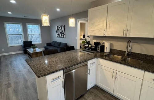South Beloit Apartment | Spacious 2BR Apt (Sleeps 6): 2 KING Beds & Balcony
