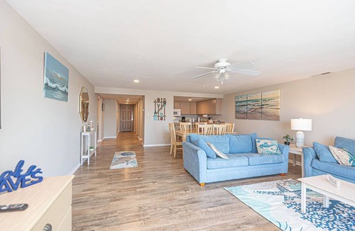 North Ocean City Condo | Stylish, spacious 2 bedroom condo with free WiFi, an indoor pool, and HBO channels located uptown near mini golf and movie theater and only a block to the beach!