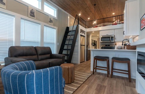 Bryson City Villa | Train River Depo Tiny Luxury Living with River Views