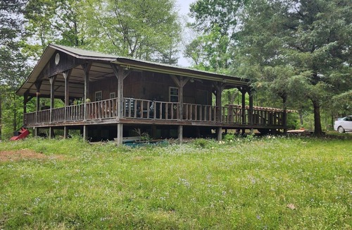 Blountsville Cabin | Watch the birds on a wrap-around porch. Very private and pet friendly.