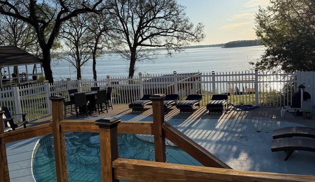 Lakefront WITH private dock + saltwater POOL! Near Wolf Creek Boat Launch