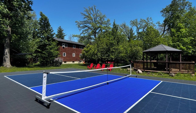 Log Cabin Pickleball Oasis, Seating for Everyone, 2 Hot Tubs, Games, Deer, Pets