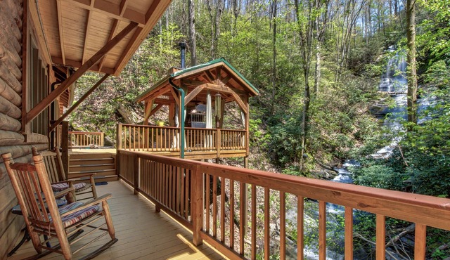 Private waterfall view, lofty with luxury details, pool table + jetted tub