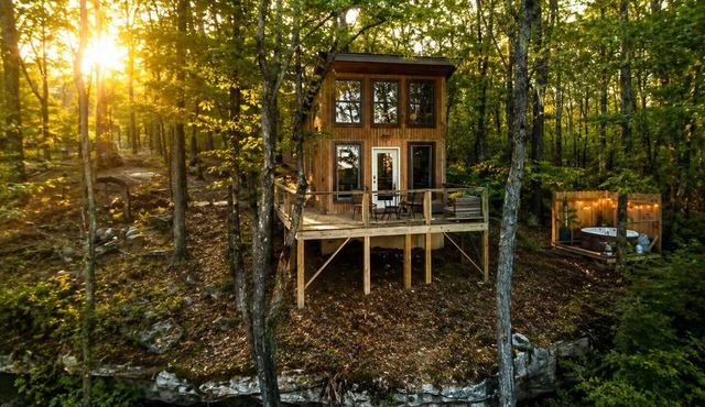 Romantic Cliffside Retreat Private Hot Tub Creek Views Outdoor Shower