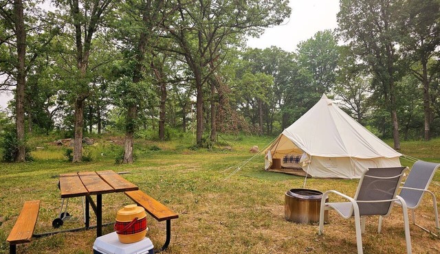 Secluded Waterfront Bell Tent with Picnic Space in Saint Croix Falls, Wisconsin