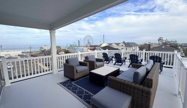 Steps to the Beach, 4BR/4BA + Flex Rm, Ocean & Casino Pier Views, Lg top balcony